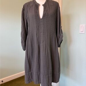 CP Shades Slate Gray Textured Tunic Midi Dress